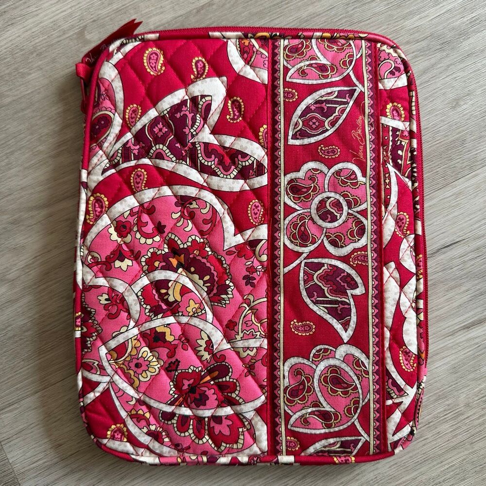 Vera Bradley Tablet Case Cover Padded Red Floral Quilted Rosy Posies Pattern